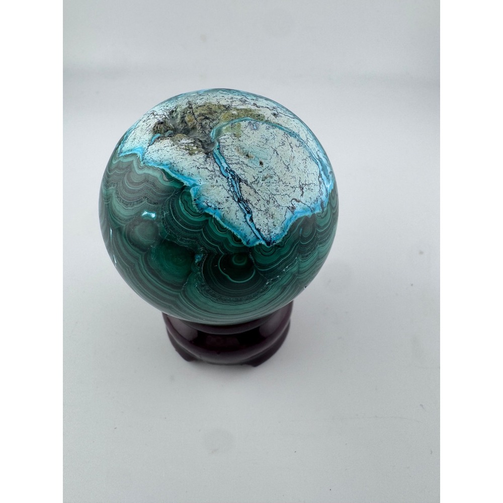Natural Malachite with Chrysocolla Sphere Polished Crystal Ball 2.19"